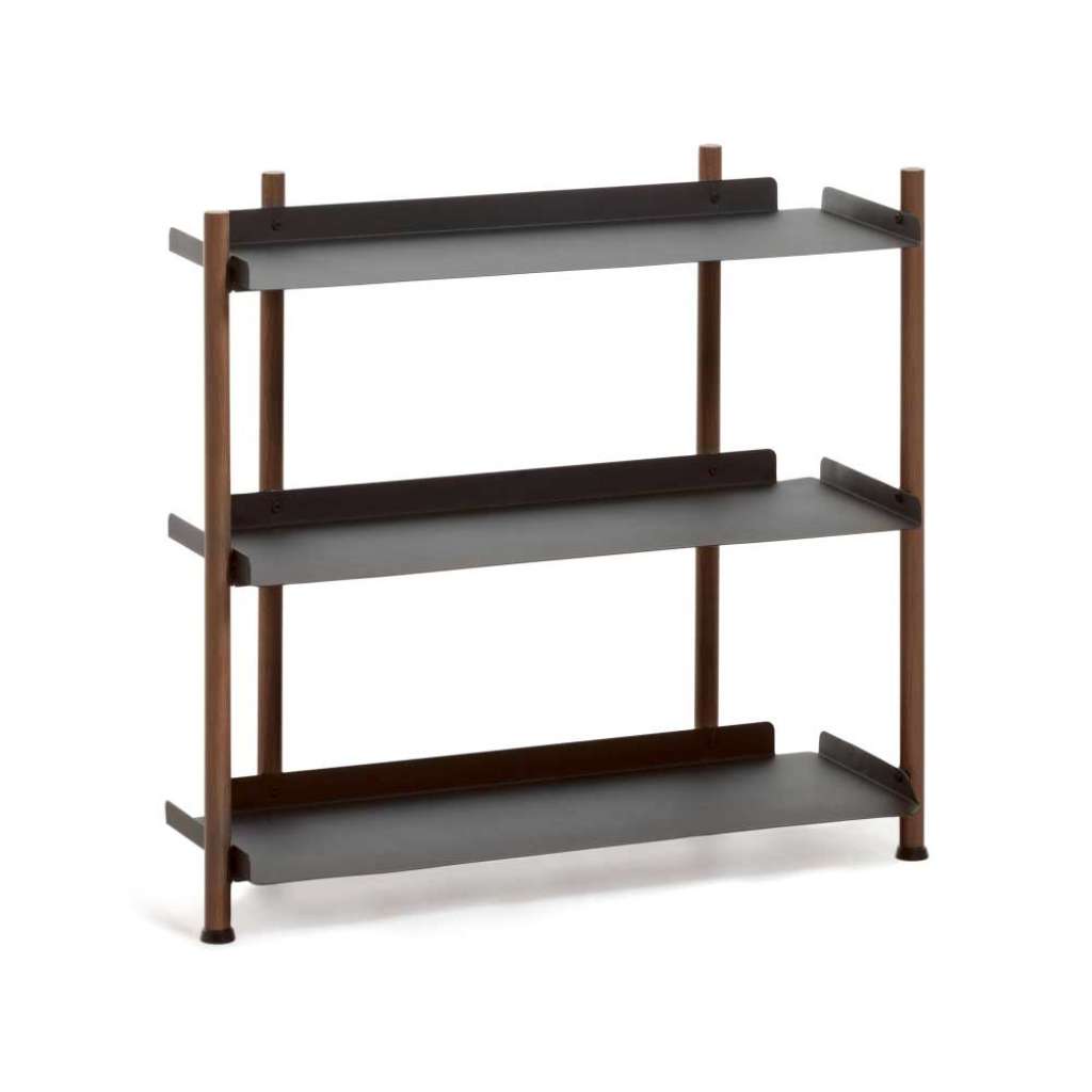 Buchregal in Schwarz und Walnussfarben Loft Design