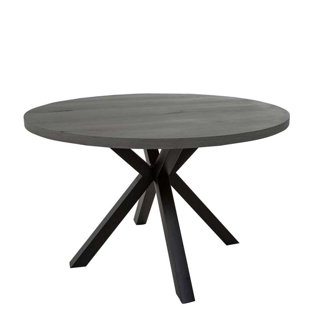 Runder Tisch mit Eiche Grau furniert 120 cm breit