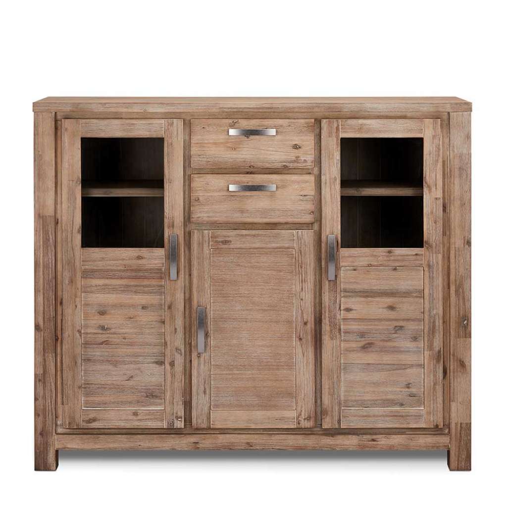 Rustikales Highboard aus Akazie teilmassiv dunkel lackiert