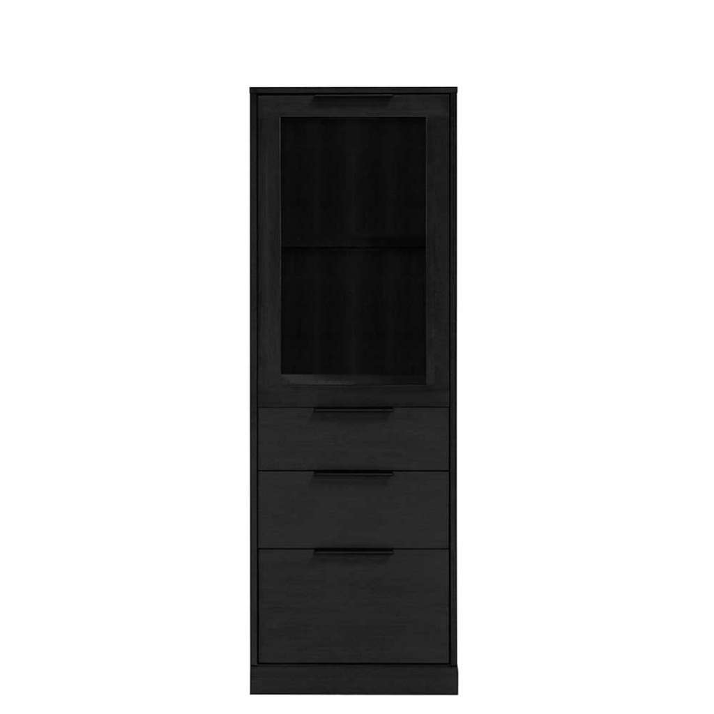 Vitrine in Schwarz Eiche furniert 165 cm hoch