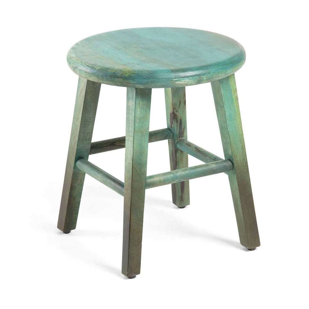 Hocker in Türkis Mangobaum Massivholz