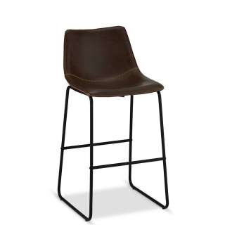Designbarhocker in Dunkelbraun Kunstleder Bügelgestell (2er Set)