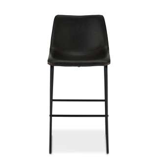 Barstühle in Schwarz Kunstleder Bügelgestell (2er Set)