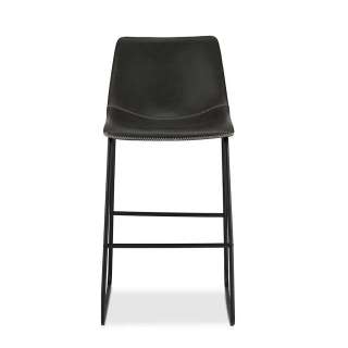 Designbarhocker in Dunkelgrau Kunstleder Bügelgestell (2er Set)
