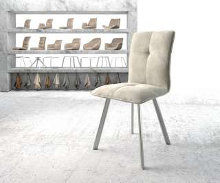 DELIFE Esszimmerstuhl Maddy-Flex Beige Samt 4-Fuß oval Edelstahl, Esszimmerstühle