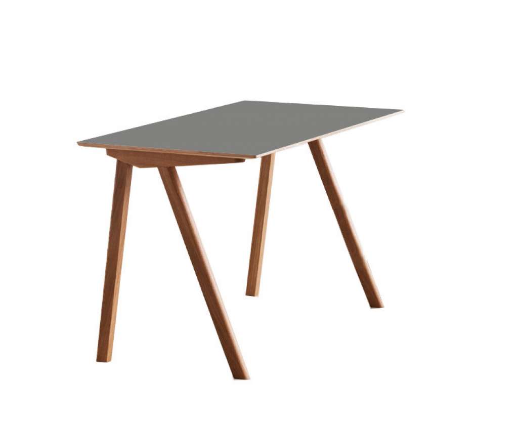 HAY - Copenhague Desk 90 Schreibtisch - Gestell klar lackiert - Tischplatte Linoleum grau - indoor