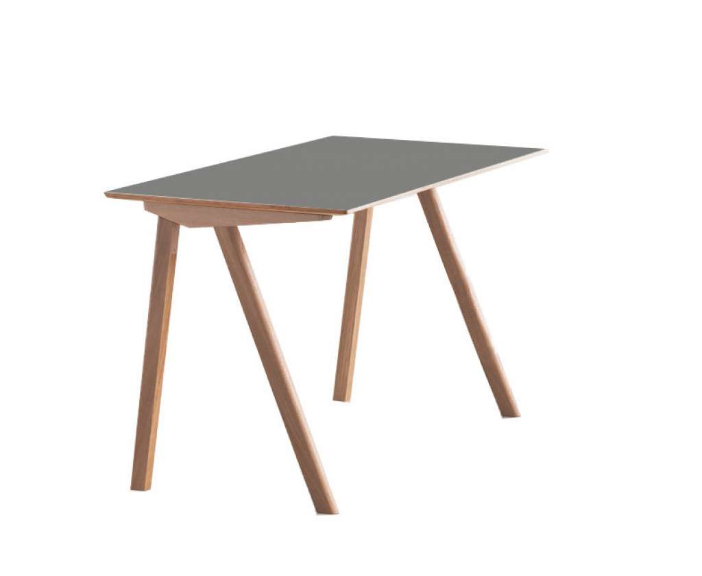 HAY - Copenhague Desk 90 Schreibtisch - Gestell Eiche geseift - Tischplatte Linoleum grau - indoor