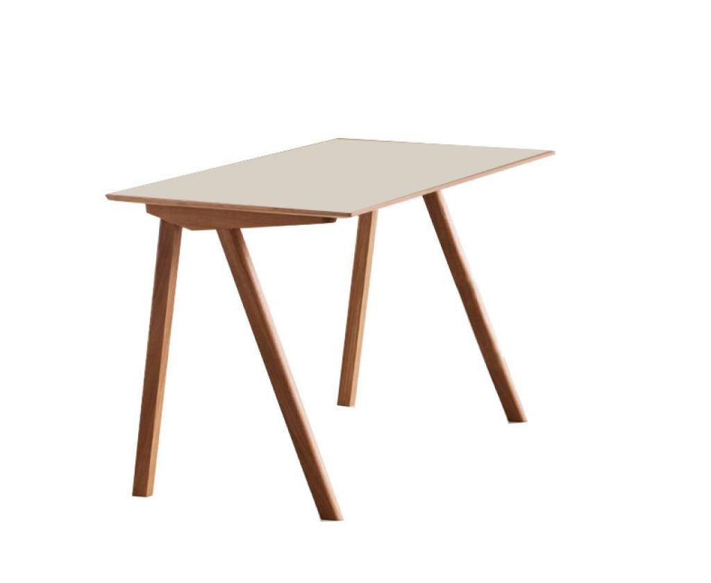 HAY - Copenhague Desk 90 Schreibtisch - Gestell Eiche geseift - Tischplatte Linoleum creme - indoor
