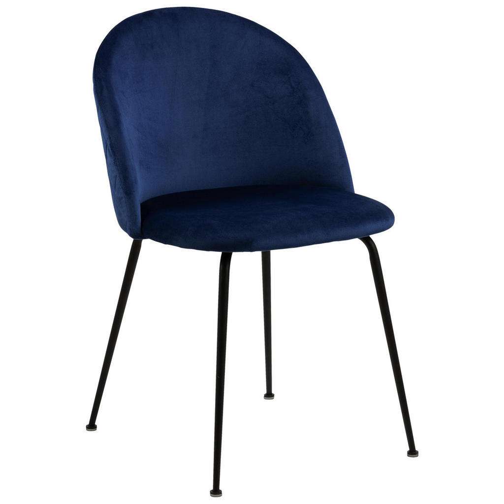 Carryhome STUHL Samt Schwarz, Blau