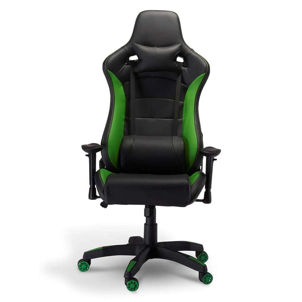 Schreibtischsessel in Schwarz und Grün Lendenwirbelstütze