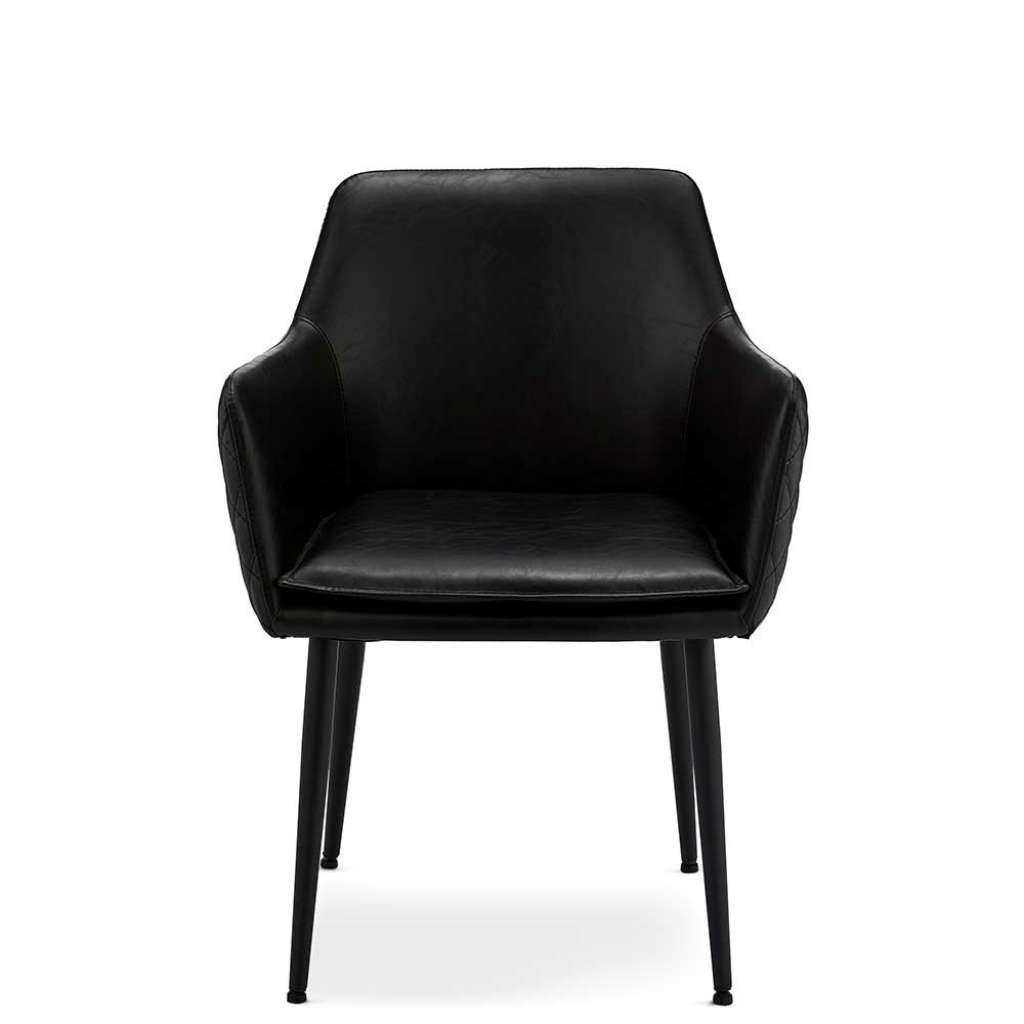 Esstischsessel in Schwarz Kunstleder Metallgestell (2er Set)