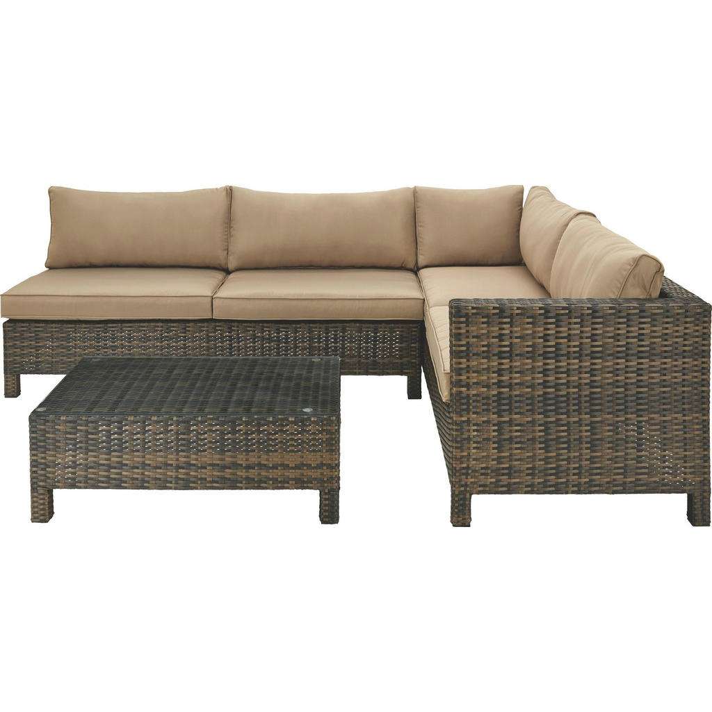 Ambia Garden LOUNGEGARNITUR Braun, Braun Kunststoffgeflecht Stahl