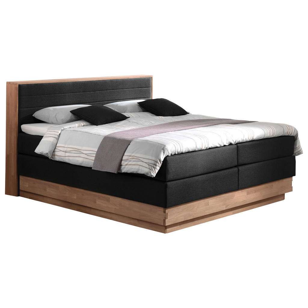 Linea Natura BOXSPRINGBETT Velours 180/200 cm INKL. Bettkasten, Topper, Schwarz, Braun