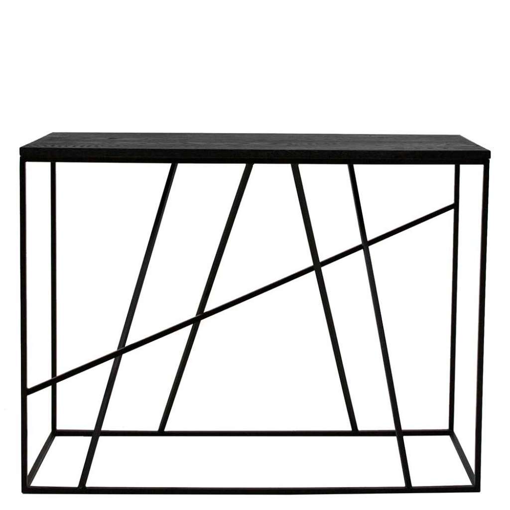 Flur Konsolentisch in Schwarz Eiche Massivholz und Eisen