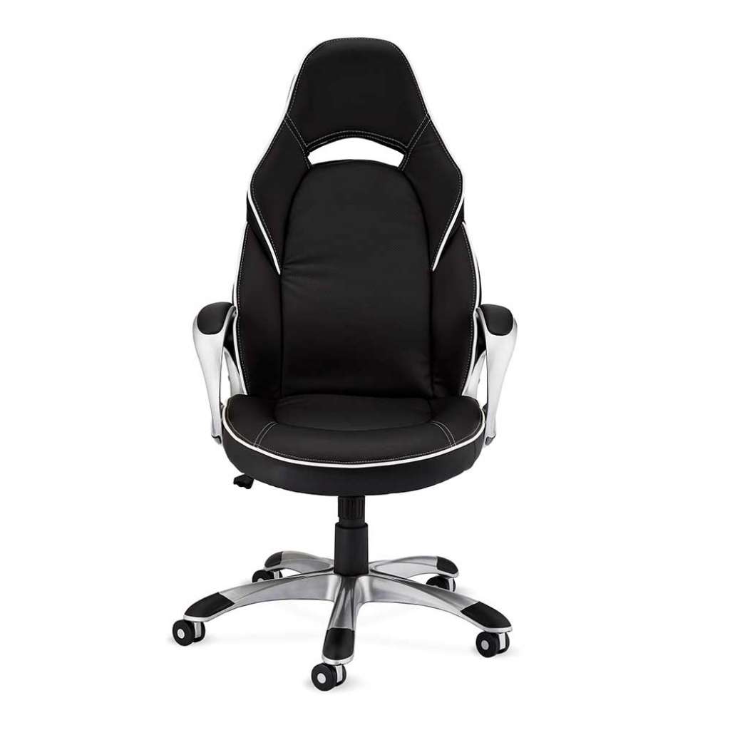 Drehsessel in Schwarz und Weiß hoher Lehne
