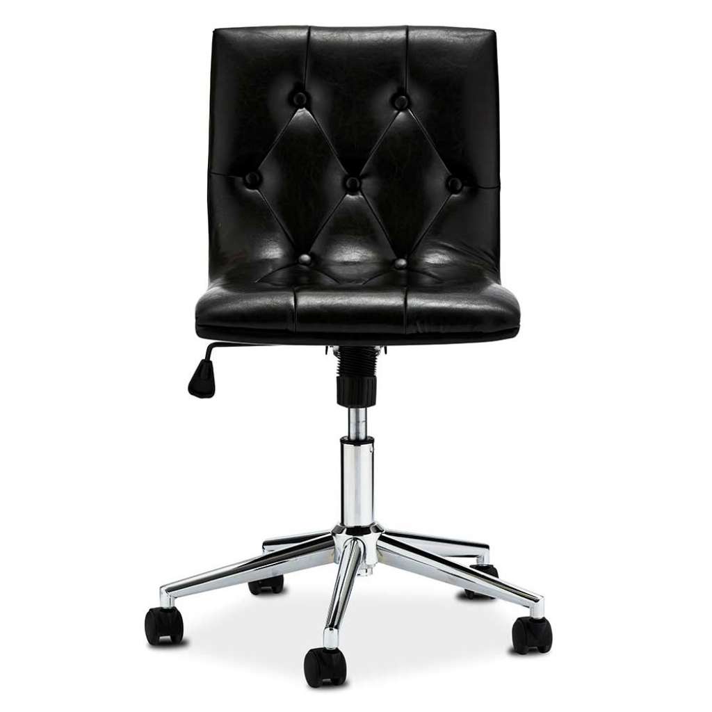 Design Bürostuhl in Schwarz Kunstleder Chesterfield Look