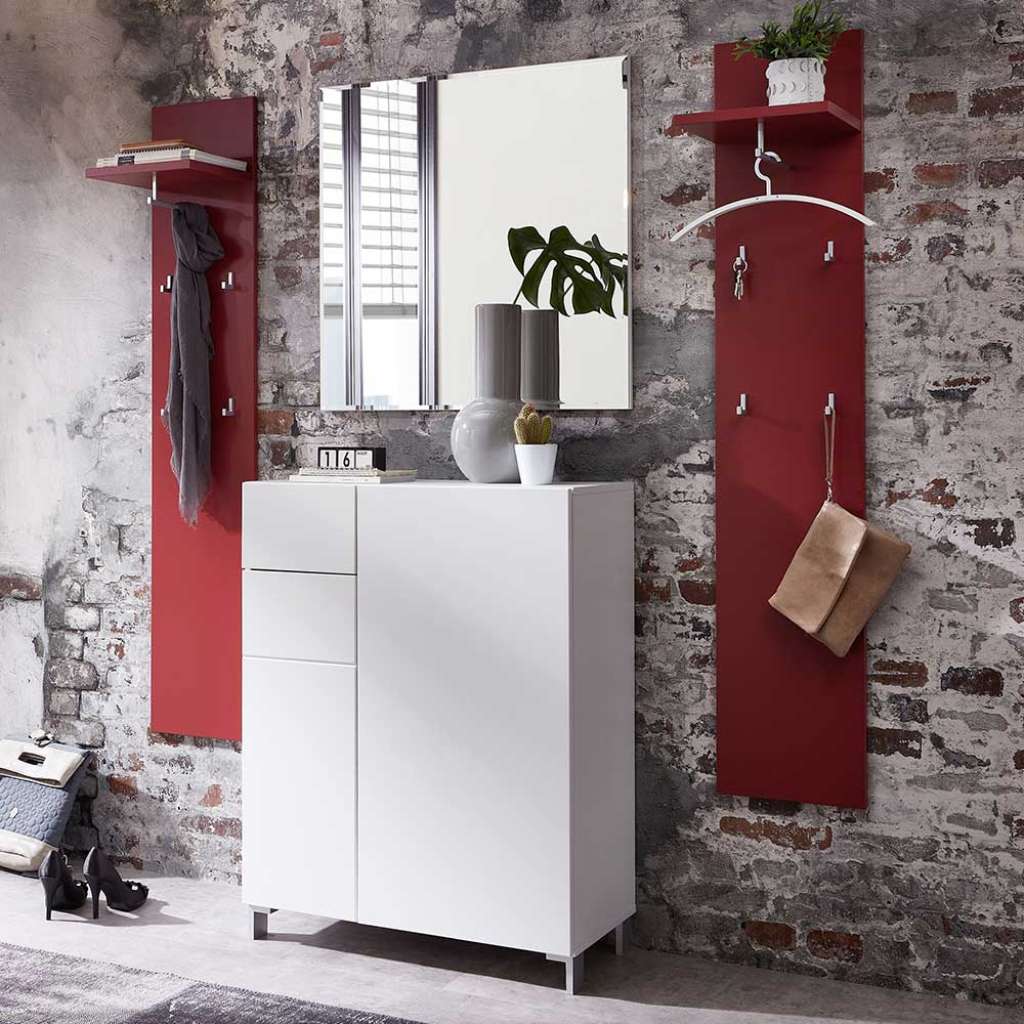 Flurgardarobe in Rot und Weiß modern (4-teilig)