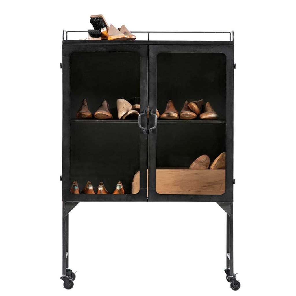 Eisen Highboard in Dunkelgrau Rollen