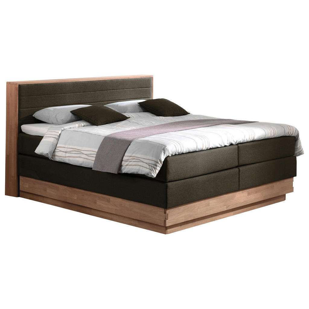 Linea Natura BOXSPRINGBETT Velours 180/200 cm INKL. Bettkasten, Topper, Braun