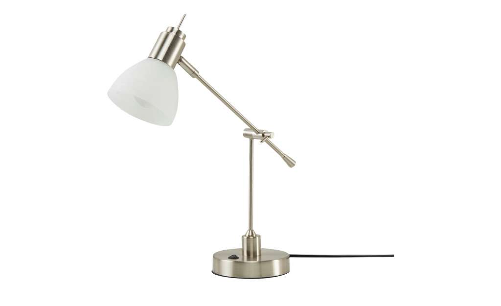 KHG Tischleuchte, 1-flammig, nickel matt, Glas Alabaster ¦ silber ¦ Maße (cm): B: 12,5 H: 52 Lampen & Leuchten > Innenleuchten > Tischlampen - Höffner