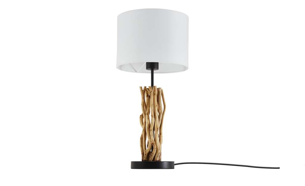 HOME STORY Tischleuchte, 1-flammig, Fuß mit Holz ¦ braun ¦ Maße (cm): H: 55 Ø: [25.0] Lampen & Leuchten > Innenleuchten > Tischlampen - Höffner