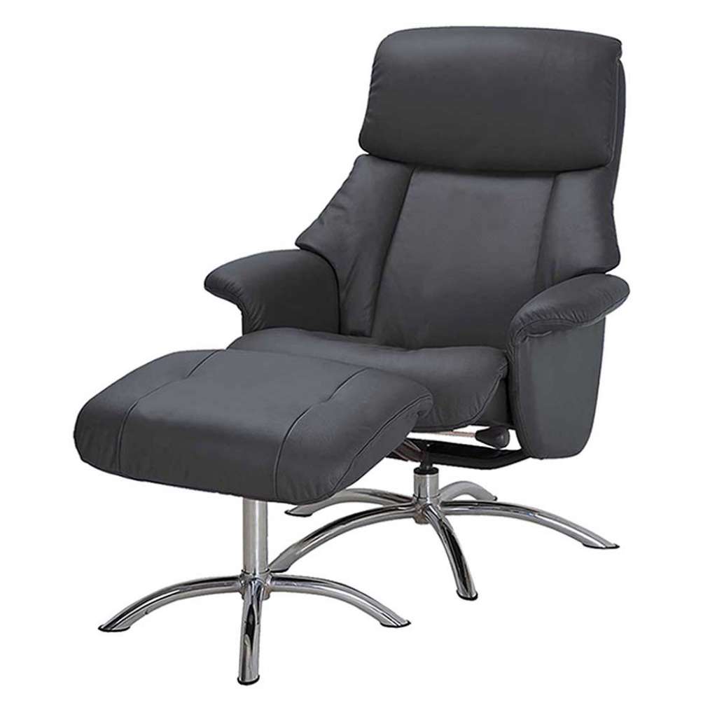 Relaxfernsehsessel in Schwarz Fußhocker (2-teilig)