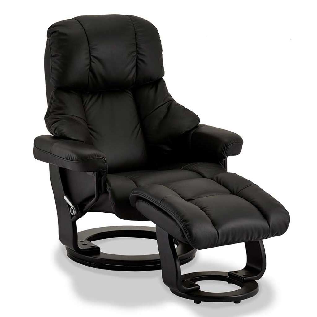 Drehbarer TV Sessel in Schwarz Fußhocker (2-teilig)