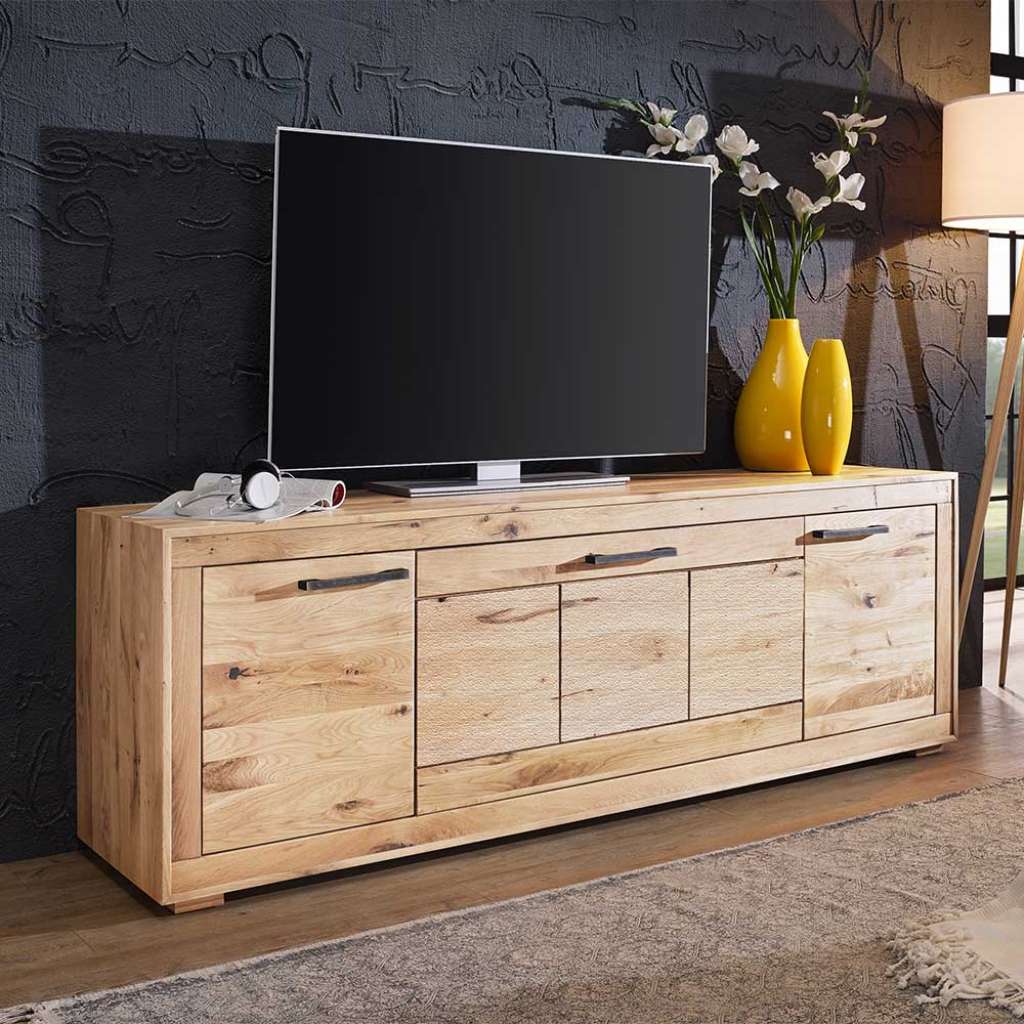 Fernsehmöbel aus Wildeiche Massivholz Klappe