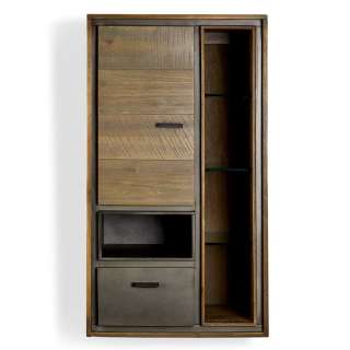 Wohnzimmer Highboard in Anthrazit und Akazie 55 cm breit
