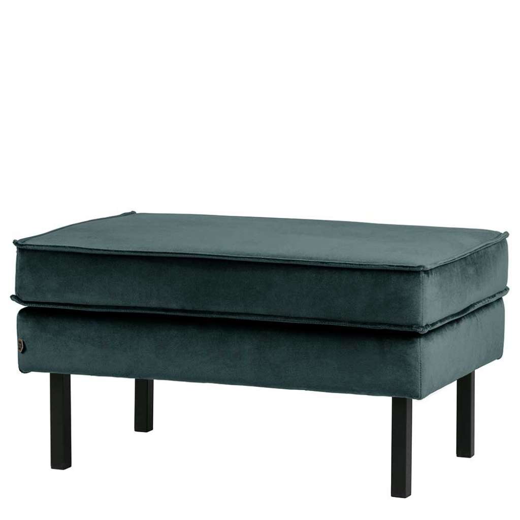 Sofa Hocker in Petrol Samt Retro Design