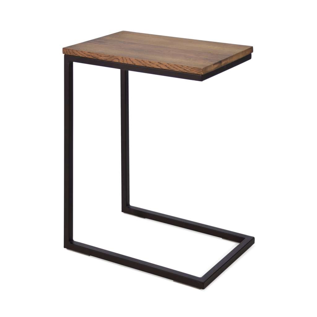 Beistelltisch aus Metall und Eiche in Braun oder Grau 45 x 60 cm