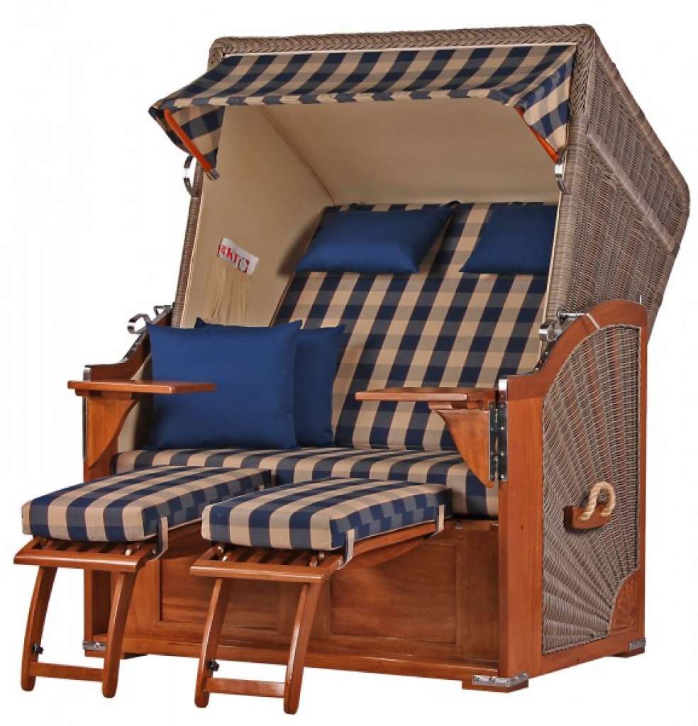 Strandkorb Keitum Mahagoni PE grey Dessin 507-KOMPLETTSET