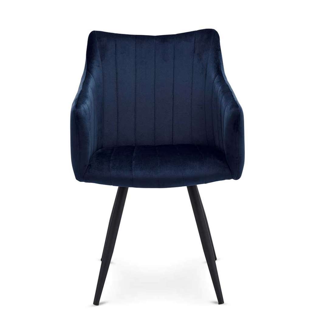 Esszimmerstühle in Blau Samt Metallgestell in Schwarz (2er Set)