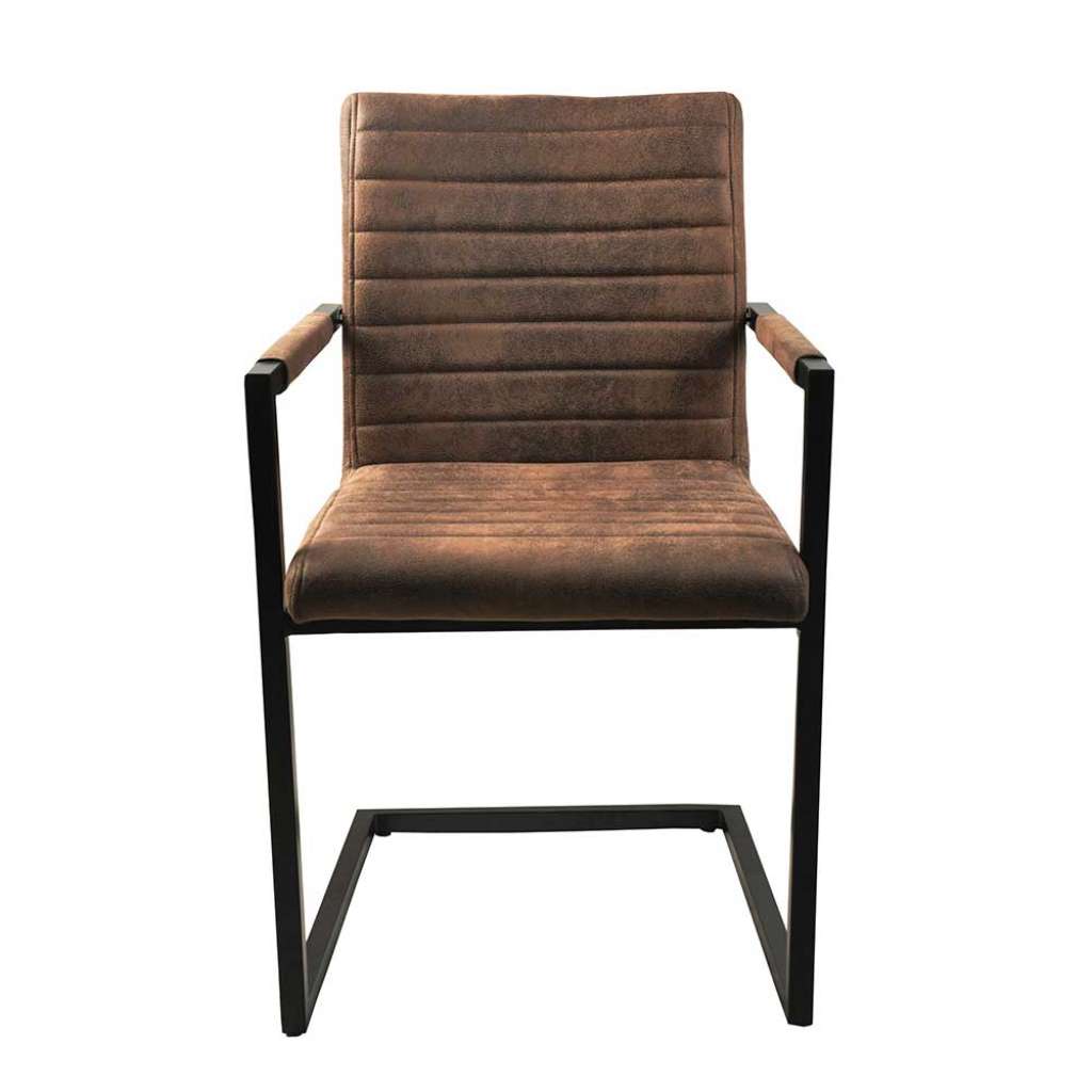 Armlehnen Schwingstühle in Braun Kunstleder Loft Design (2er Set)