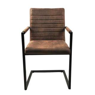 Armlehnen Schwingstühle in Braun Kunstleder Loft Design (2er Set)
