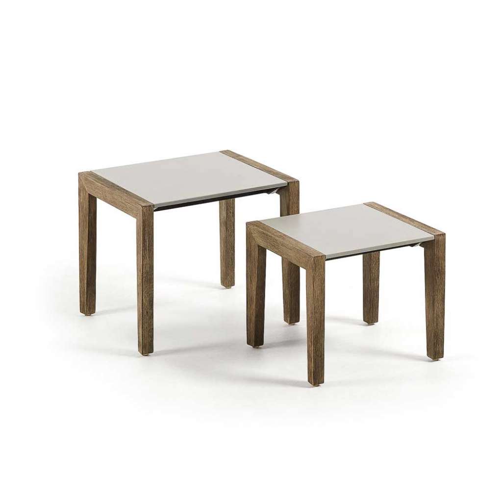 Sofa Beistelltische in Hellgrau und White Wash modern (2-teilig)