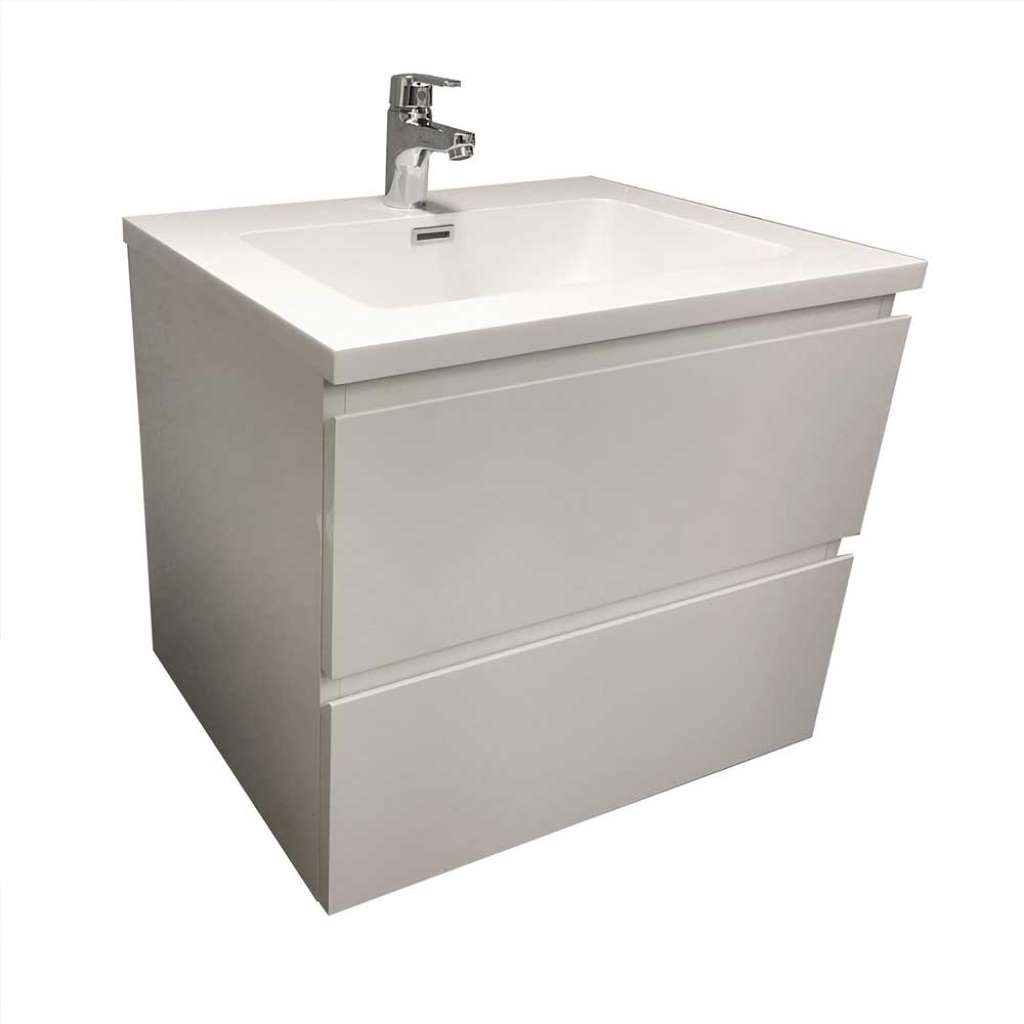 Waschtischunterschrank in Hochglanz Weiß 50 cm hoch
