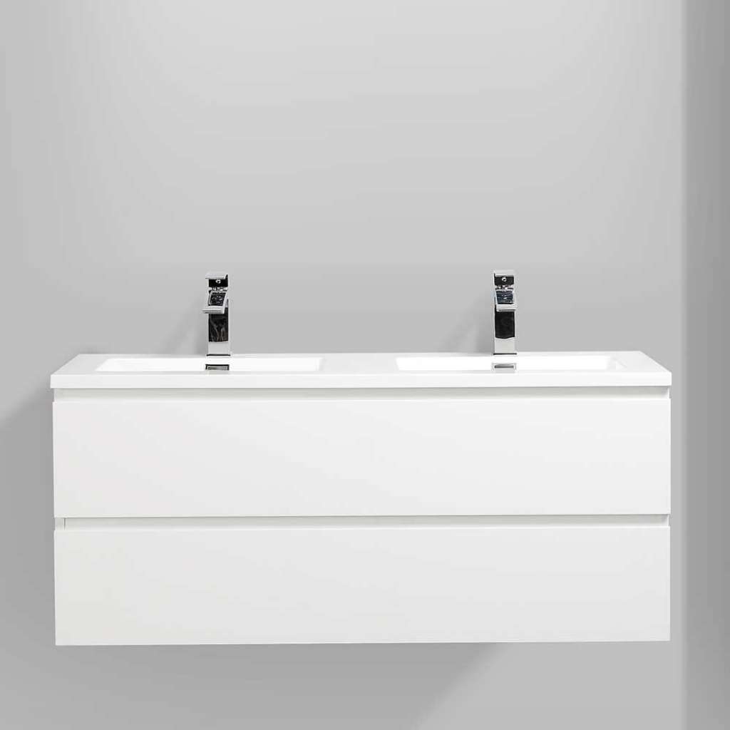 Doppelwaschtisch in Hochglanz Weiß 120 cm breit