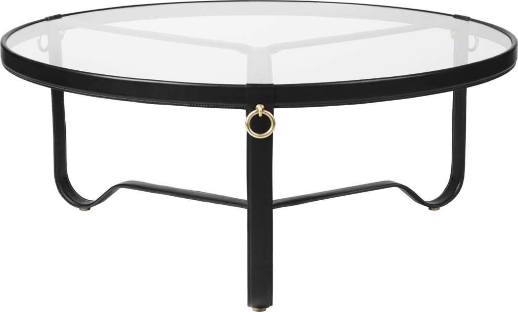 Gubi - Adnet Coffee Table - schwarzes Leder - Circular ø 100 - indoor