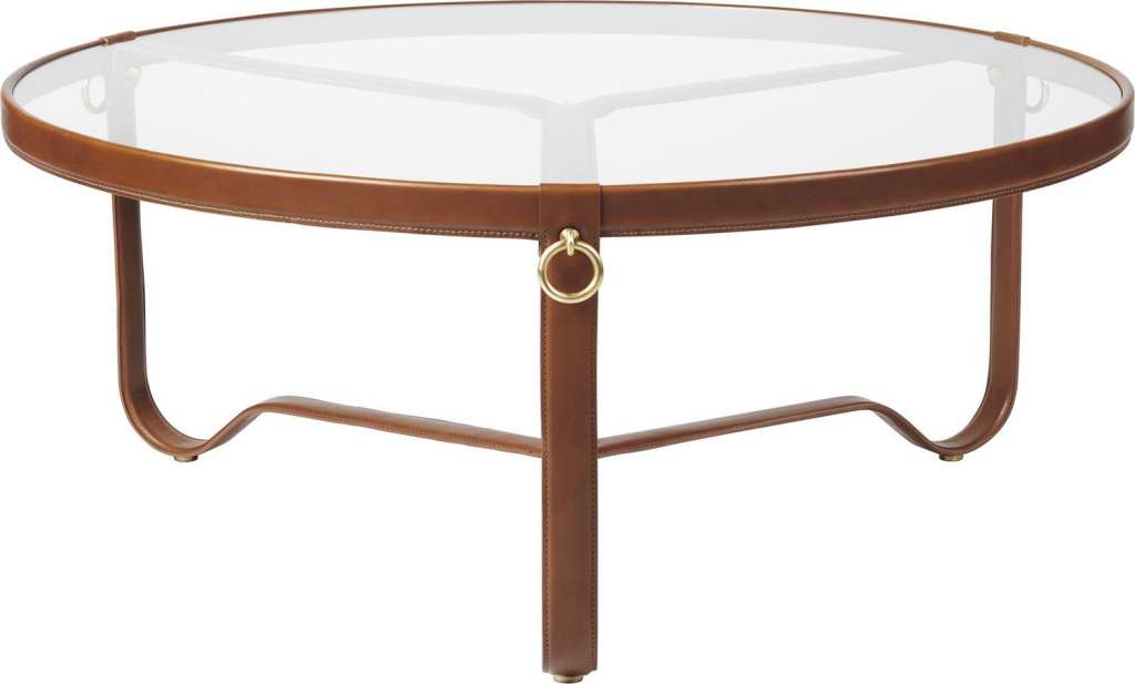 Gubi - Adnet Coffee Table - hellbraunes Leder - Circular ø 100 - indoor