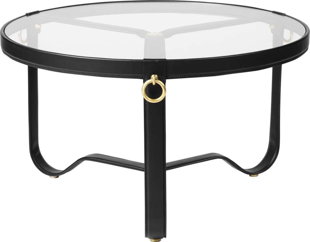 Gubi - Adnet Coffee Table - schwarzes Leder - Circular ø 70 - indoor