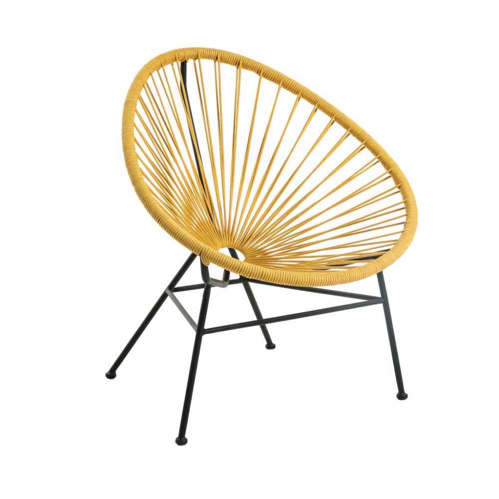 Retro Sessel in Gelb Kordel Geflecht und Stahl (2er Set)
