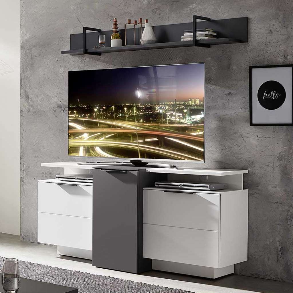 Möbel Set für Wohnzimmer Weiß und Dunkelgrau (4-teilig)