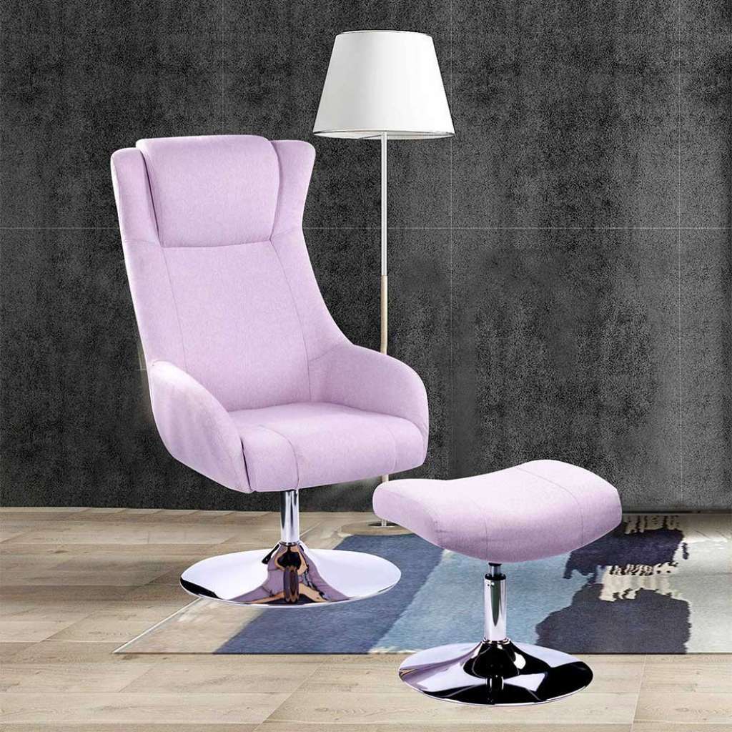 Design Sessel in Rosa Webstoff Fußhocker (2-teilig)