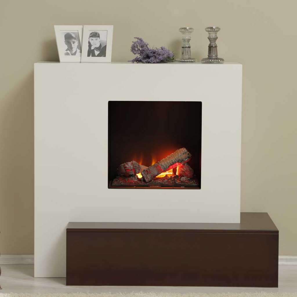 Elektrokamin in Weiß und Dukelbraun 95 cm hoch
