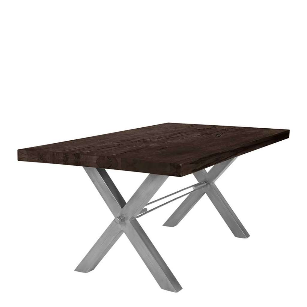 Esszimmer Tisch in Eiche dunkel massiv und Eisen Loft Design