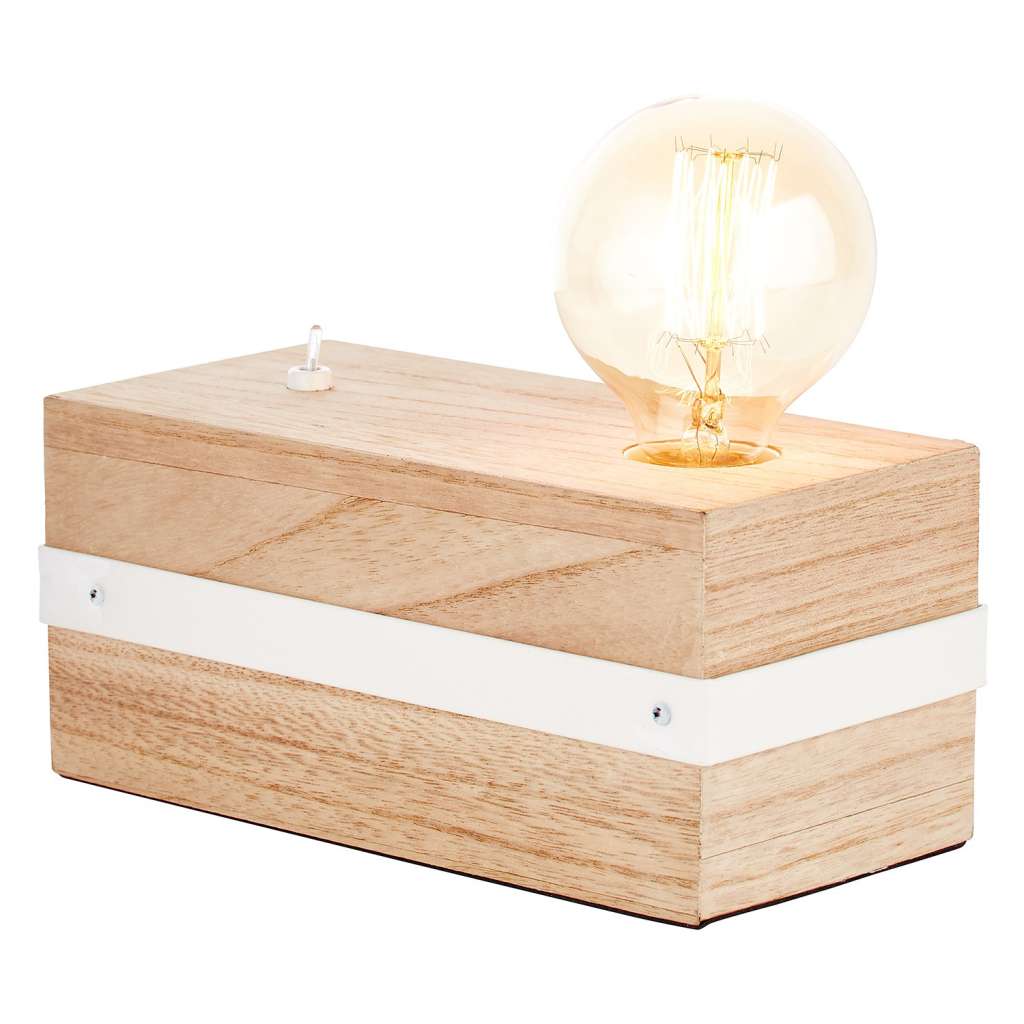 home24 Tischleuchte White Wood I