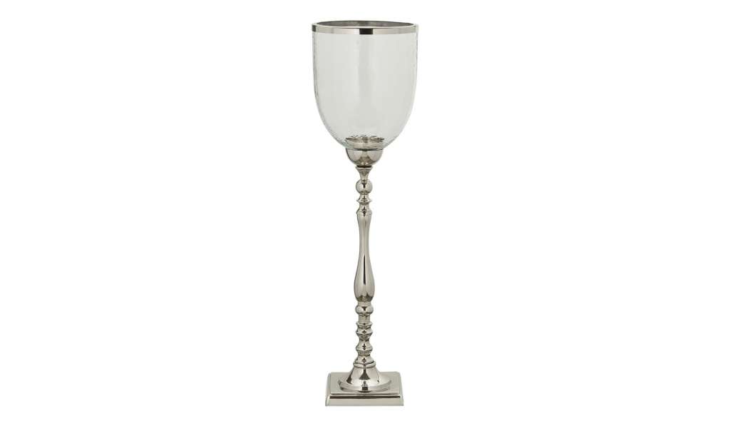 Windlicht ¦ silber ¦ Metall, Glas  ¦ Maße (cm): H: 88 Ø: [23.0] Dekoration > Laternen & Windlichter - Höffner
