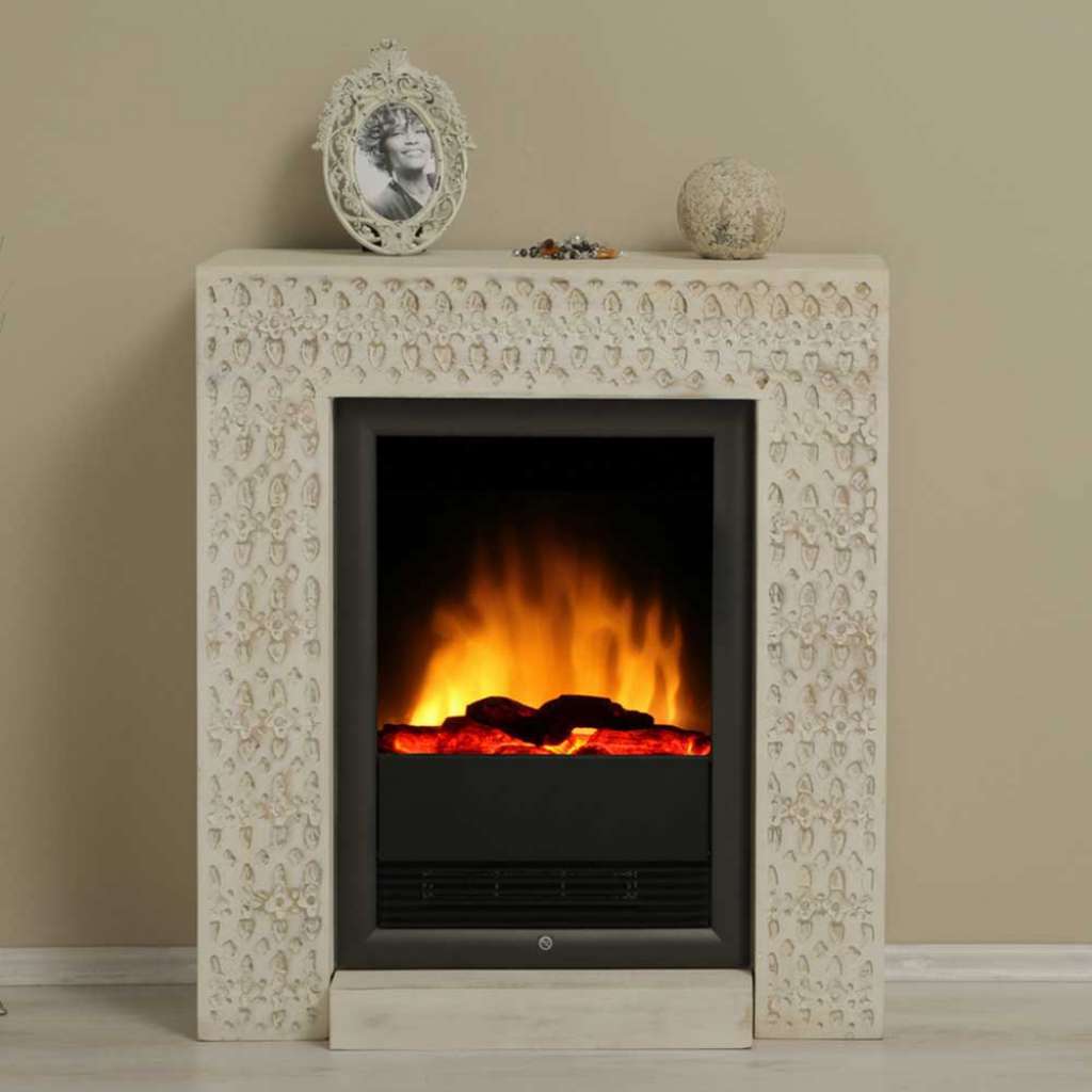 Dekokamin aus Mangobaum White Wash massiv Vintage Design