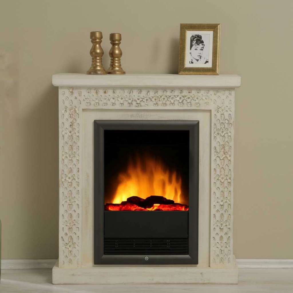 Dekokamin im Vintage Style Mangobaum White Wash massiv